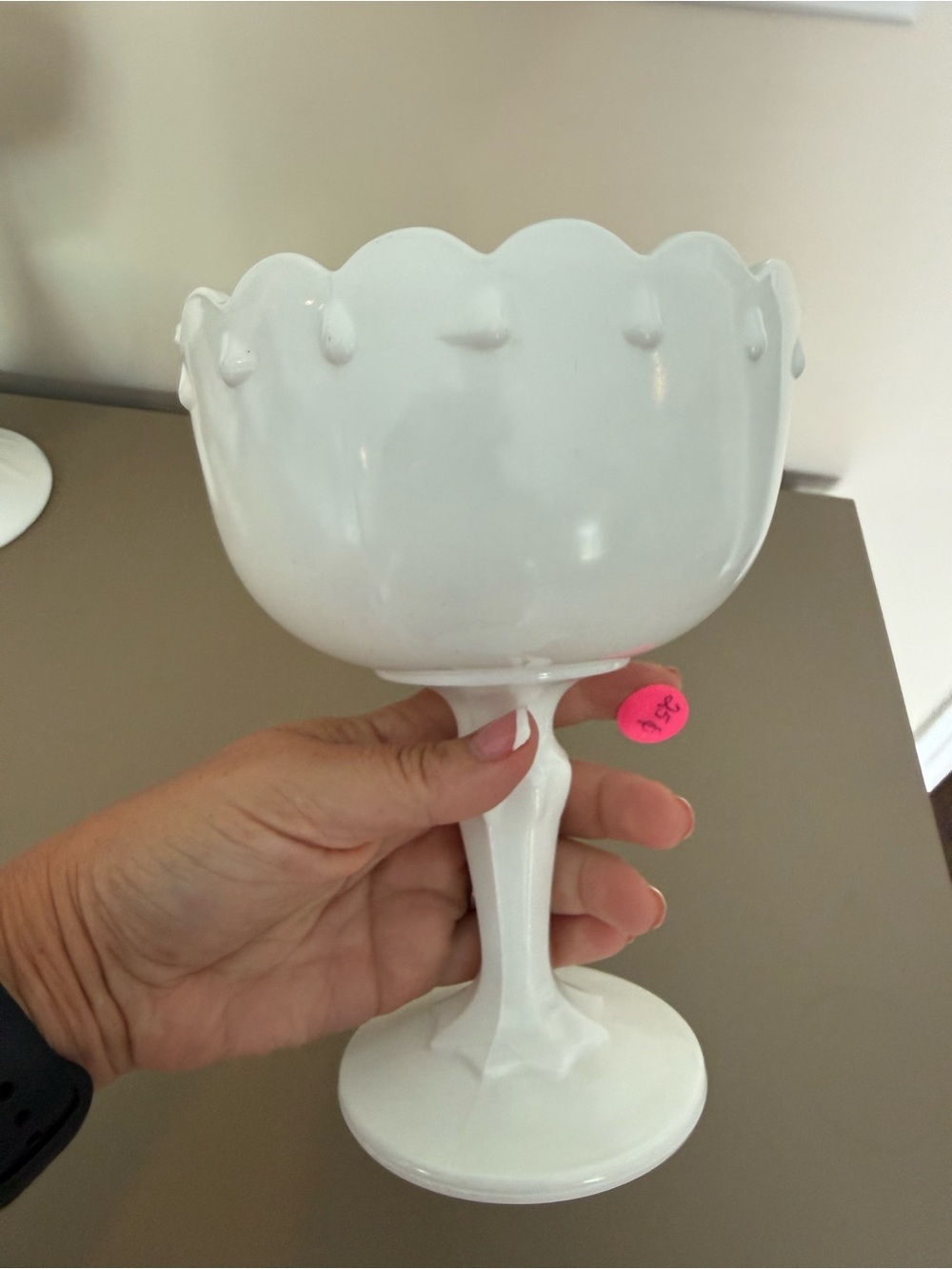 White Decorative Pedestal Compote Bowl - Elegant Home Accent